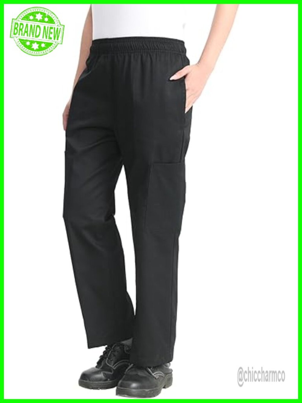 Baggy Chef Pants with Drawstring - Lightweight Polyester Cotton Blend - Cargo